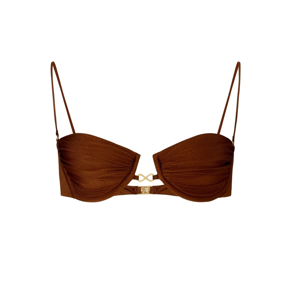 Sommer Swim Camelia Balconette Bikini Top Chocolate Fondant Brown NWT $109 S